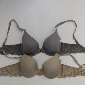 Maidenform Elegant Lace Trimmed Bras 34B Grey Beige